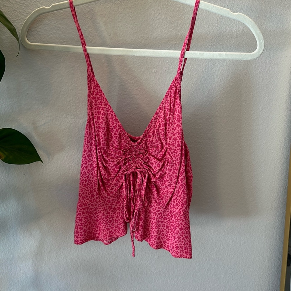 Pink floral tank top